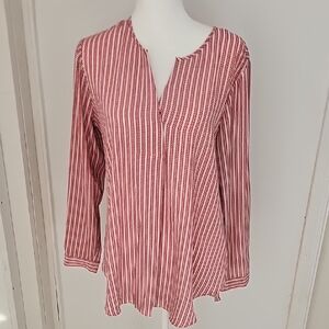 Vince Camuto Red and White Striped Tunic